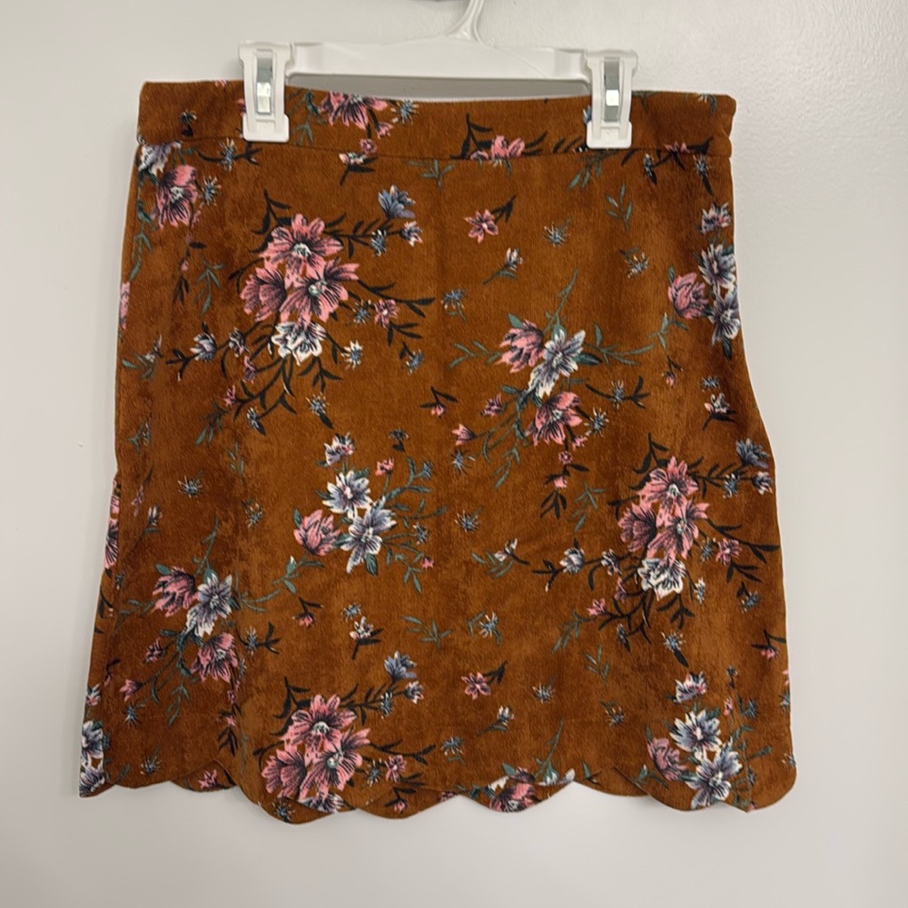 Francesca’s Collections Chance Floral Corduroy Skirt size L